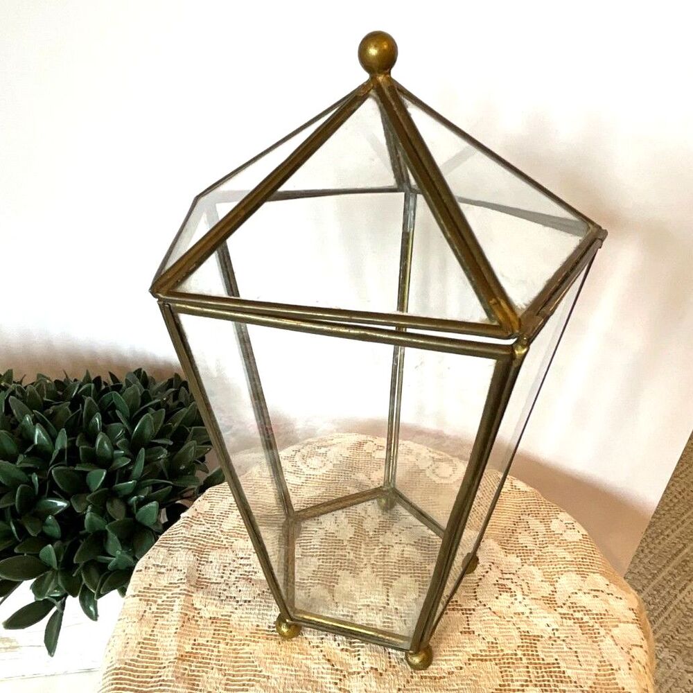 Glass and brass display case vintage display case beautiful piece